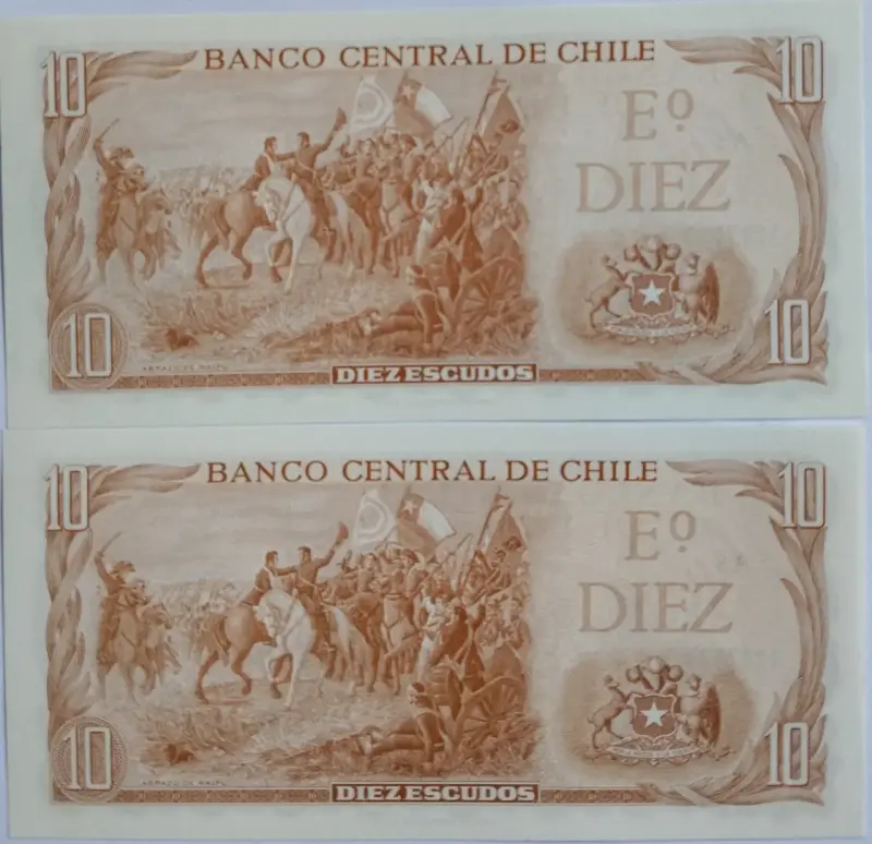 Billetes antiguos de 10 escudos de Chile - 2