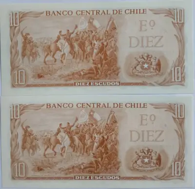 Billetes antiguos de 10 escudos de Chile - miniatura 2
