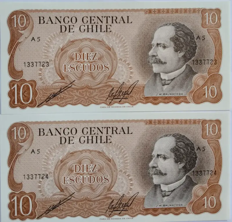 Billetes antiguos de 10 escudos de Chile - 3