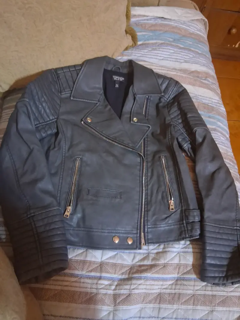 Chaqueta de cuero sintético Topshop negra - 1