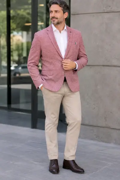 Blazer Perry Ellis Slim Fit Burdeo Hombre - miniatura 1