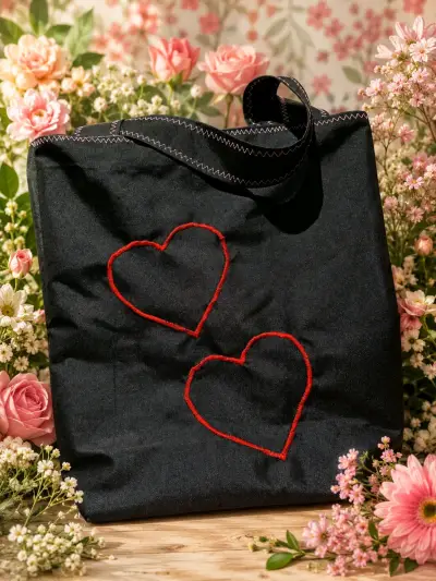 Bolso de tela negro con diseño - miniatura 1