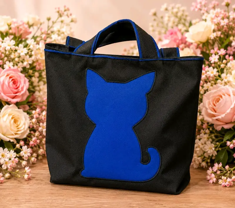 Bolso de tela negro con diseño - 4