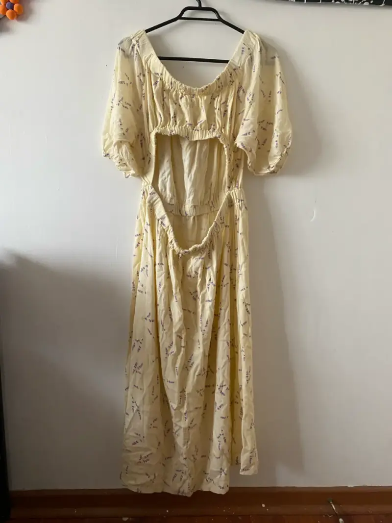 Vestido largo floral H&M amarillo talla L - 3