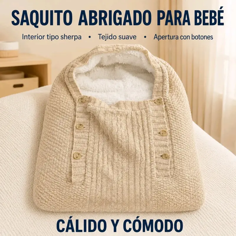 Saquito abrigado para bebé con interior tipo sherpa