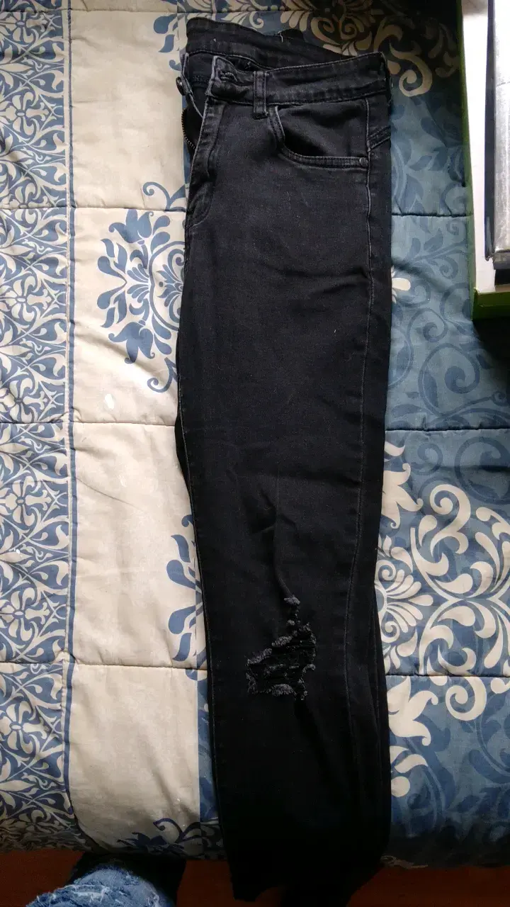Jeans negros desgastados para mujer talla 36 - 3