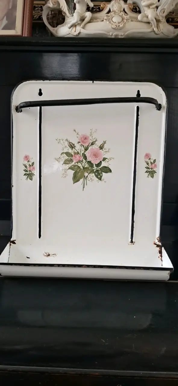 Antiguo PORTACUCHARON enlozado diseño floral - 1