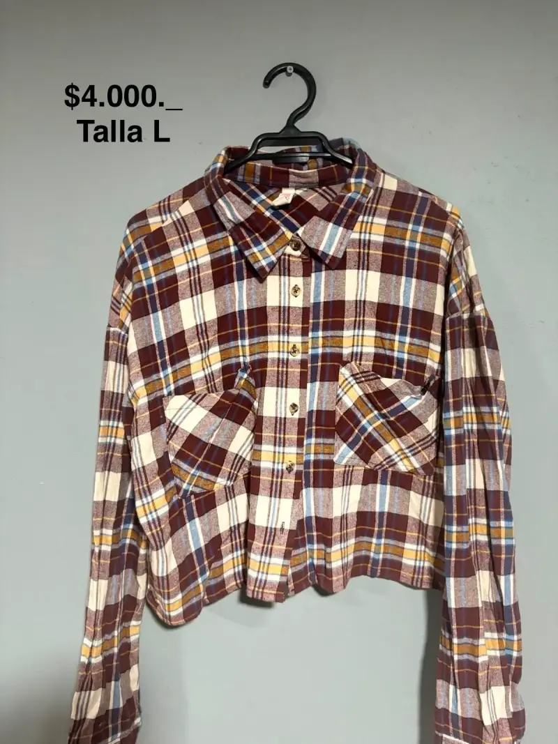 Camisa a cuadros de franela para mujer talla L - 1