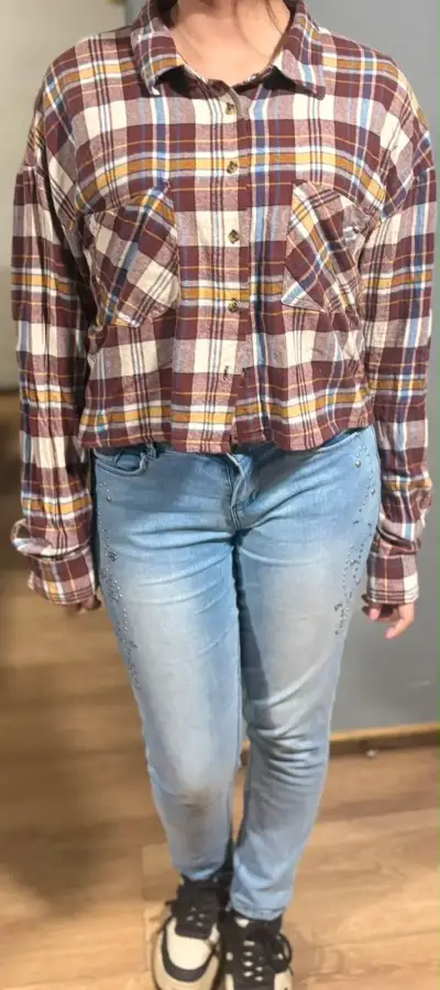 Camisa a cuadros de franela para mujer talla L - miniatura 2