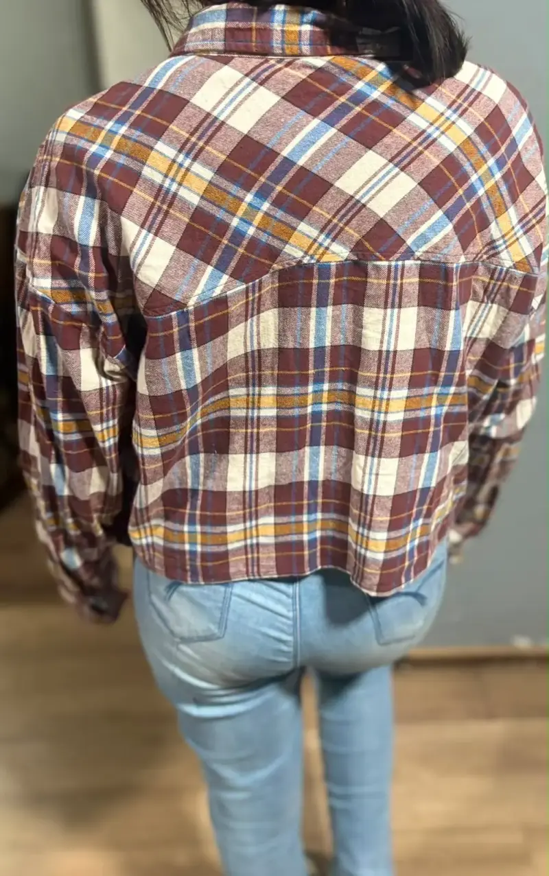 Camisa a cuadros de franela para mujer talla L - 3