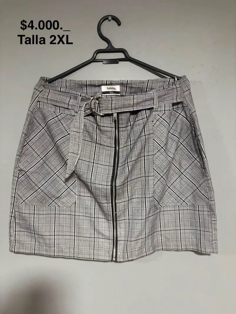 Falda a cuadros gris con cinturón Sybilla talla 2XL - 1