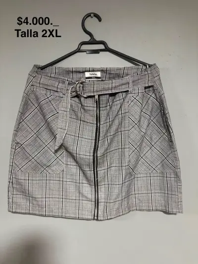Falda a cuadros gris con cinturón Sybilla talla 2XL - miniatura 1