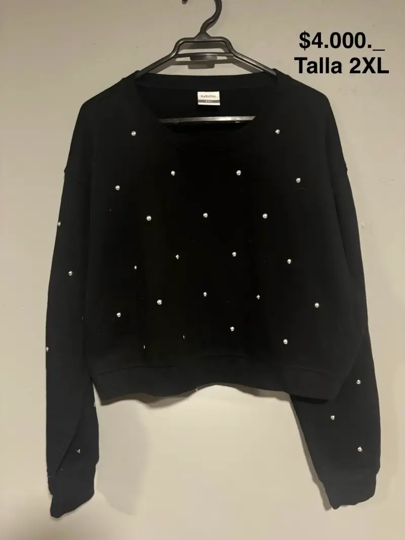 Polerón negro con perlas Sybilla talla 2XL - 1