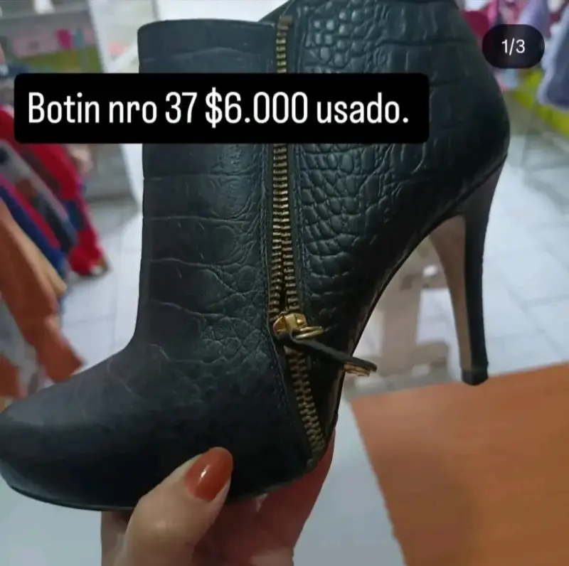 Botines de cuero negro talla 37 con cierre lateral