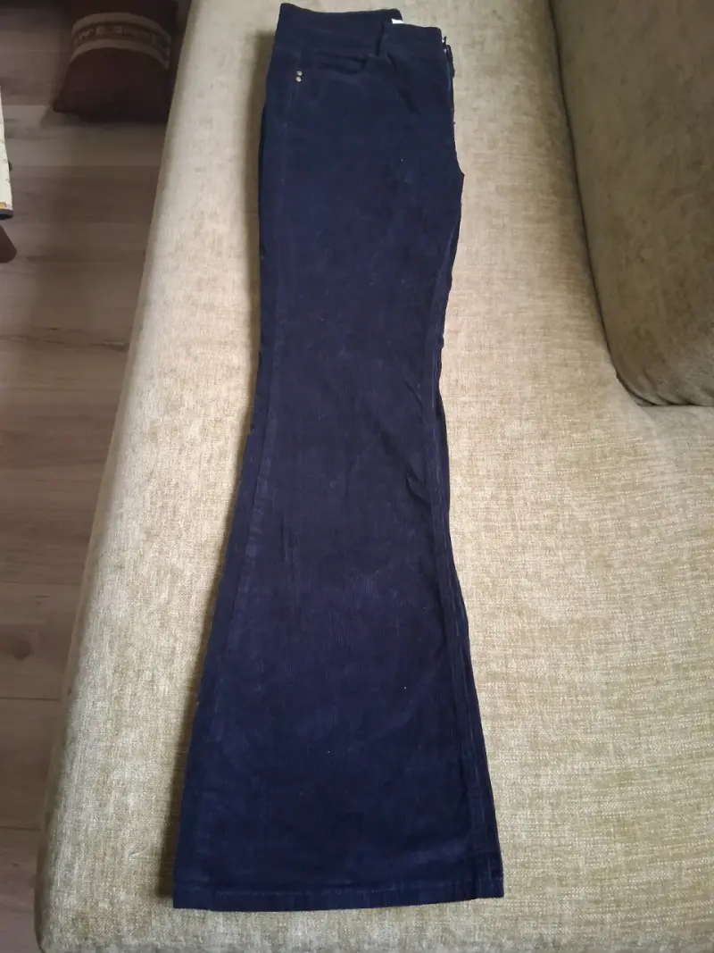 Pantalon 9de cotele azul marino para mujer - 1