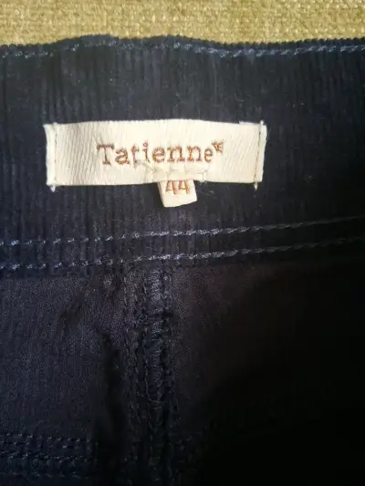 Pantalon 9de cotele azul marino para mujer - miniatura 3