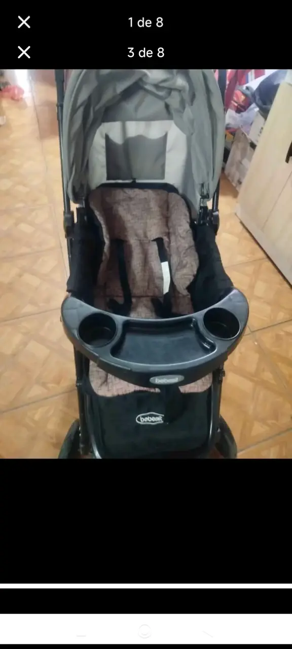 Coche de bebé plegable con bandeja y toldo - 2