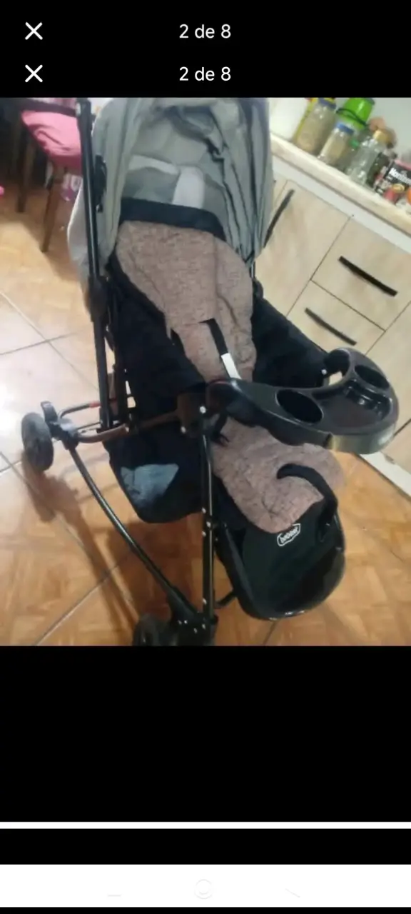 Coche de bebé plegable con bandeja y toldo - 3