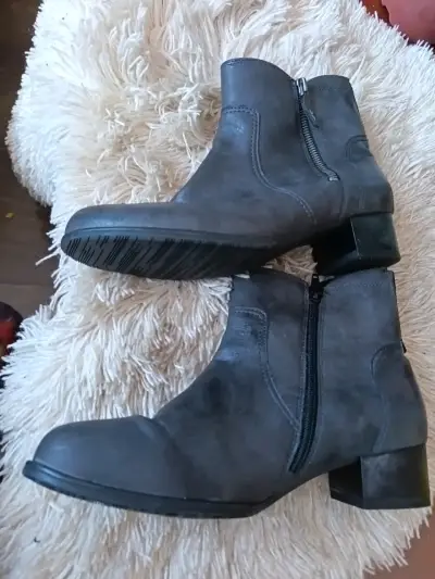 Botines de cuero sintético gris con cierre lateral - miniatura 4