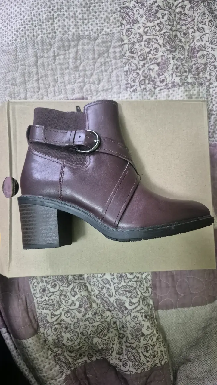 Botines Cuero Mujer Clarks 37 Burgundy - 1