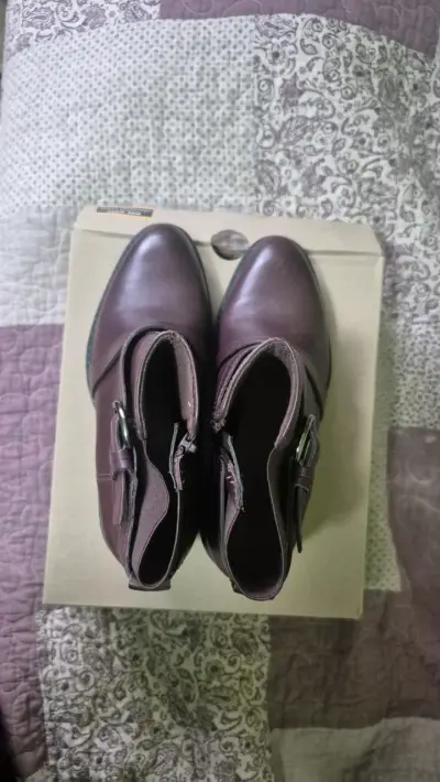 Botines Cuero Mujer Clarks 37 Burgundy - miniatura 2