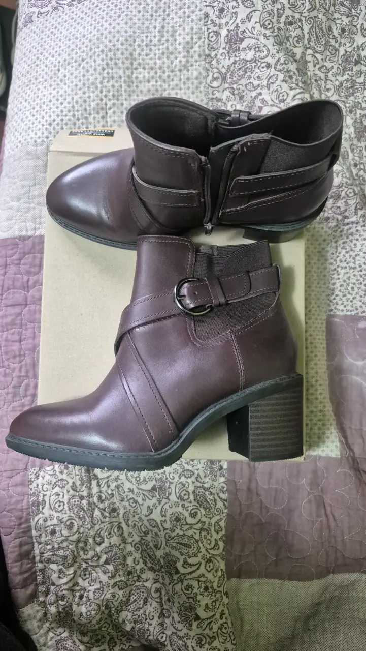 Botines Cuero Mujer Clarks 37 Burgundy - 3
