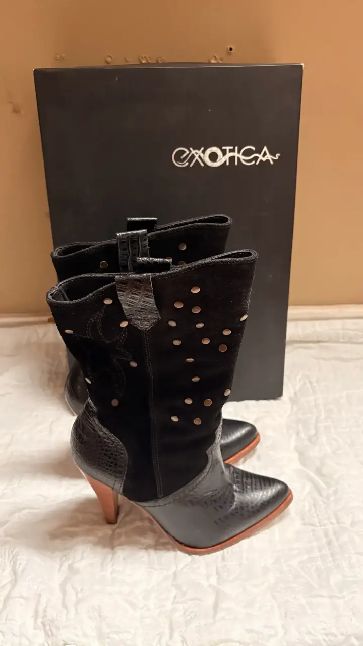 Botas de cuero negras Exotica con tacón alto - 1