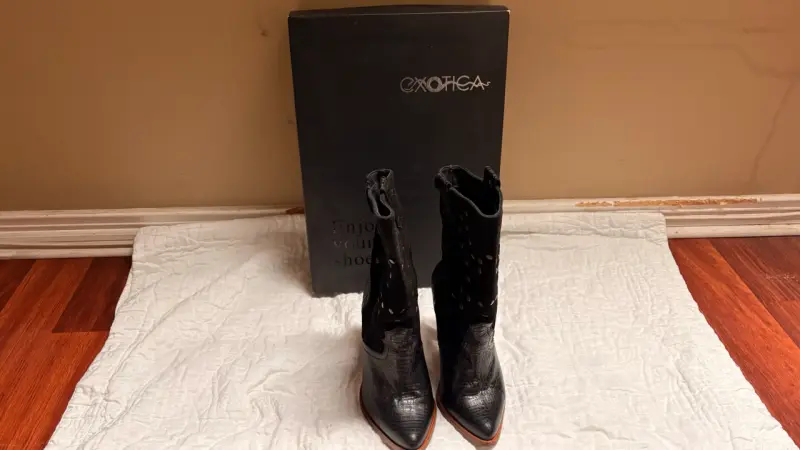 Botas de cuero negras Exotica con tacón alto - 2