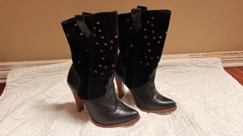Botas de cuero negras Exotica con tacón alto - 3