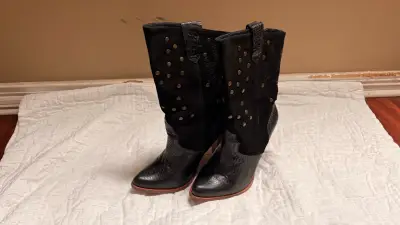 Botas de cuero negras Exotica con tacón alto - miniatura 4