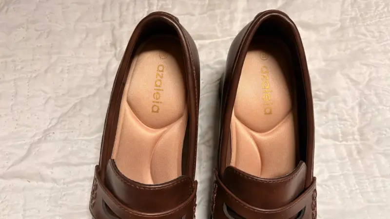 Zapatos de tacón tipo mocasín marrón para mujer - 5