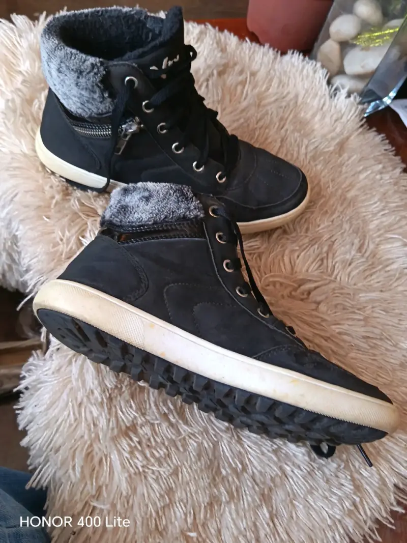 Botines de invierno negros con forro de lana - 2