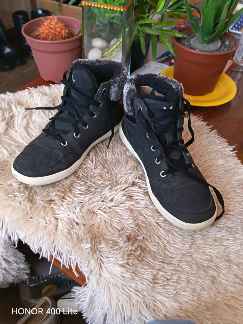 Botines de invierno negros con forro de lana - 3