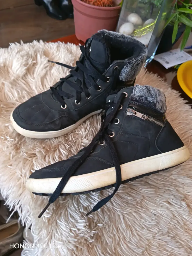 Botines de invierno negros con forro de lana - 5