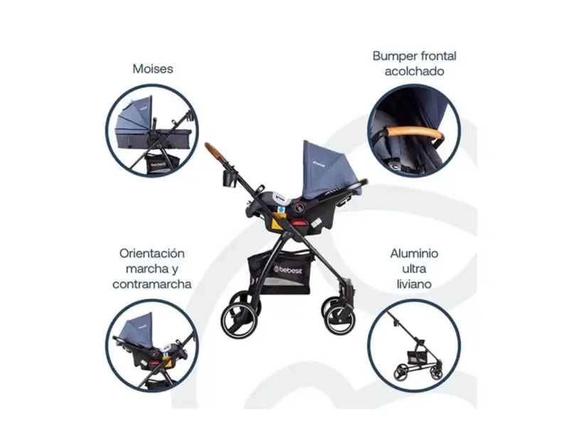 Coche Cuna Travel System Bebé Fénix Azul Bebesit - 4