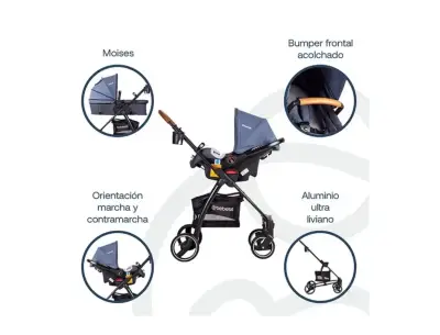 Coche Cuna Travel System Bebé Fénix Azul Bebesit - miniatura 4