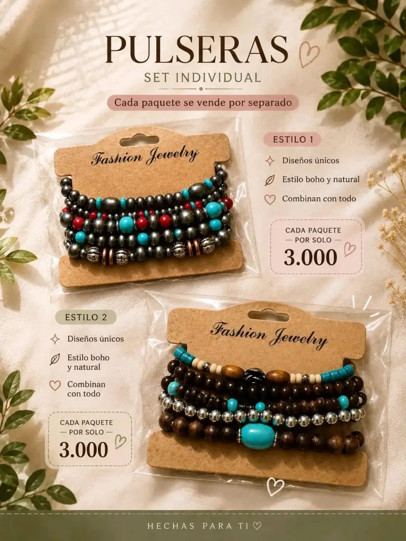 Pulseras boho estilo único set individual