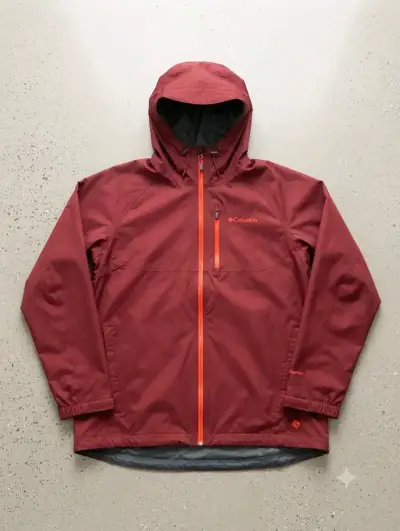 Chaqueta Impermeable Columbia Roja con Capucha - miniatura 3