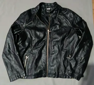 Chaqueta de cuero sintético negra Lorenzo di Pontti - miniatura 1