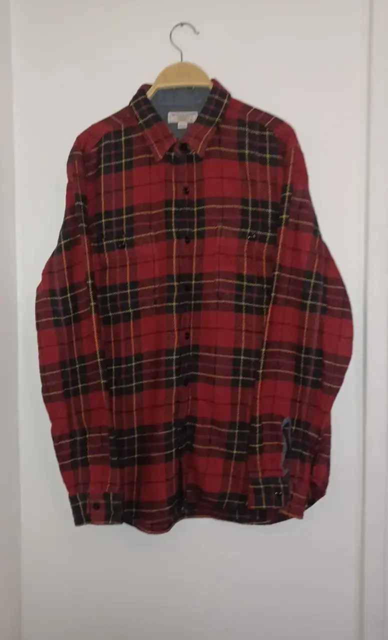 Camisa de franela a cuadros roja para hombre - 1
