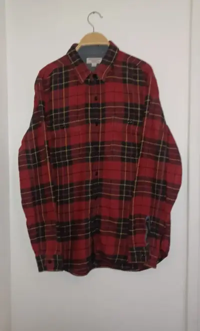 Camisa de franela a cuadros roja para hombre - miniatura 1
