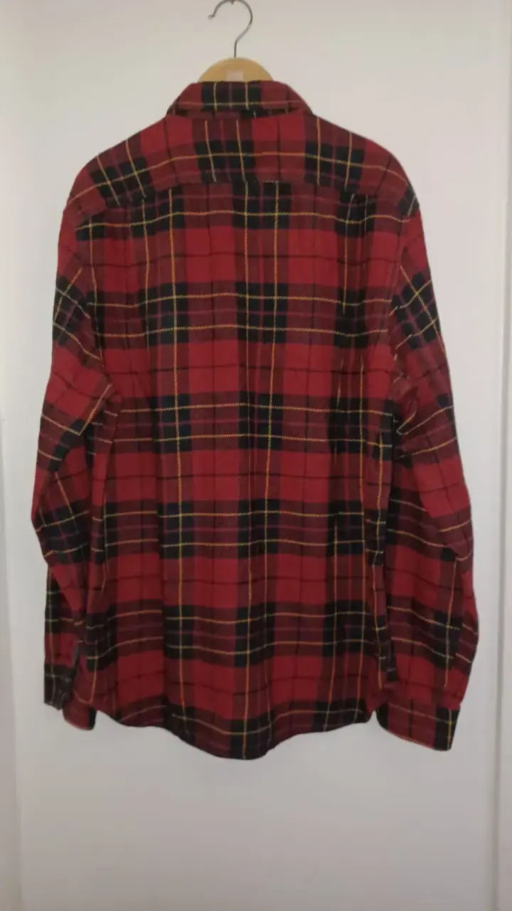 Camisa de franela a cuadros roja para hombre - 3