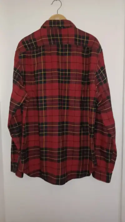 Camisa de franela a cuadros roja para hombre - miniatura 3
