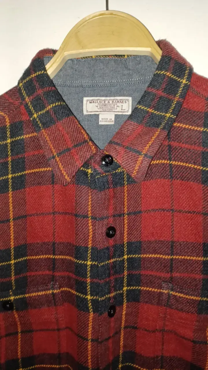 Camisa de franela a cuadros roja para hombre - 4