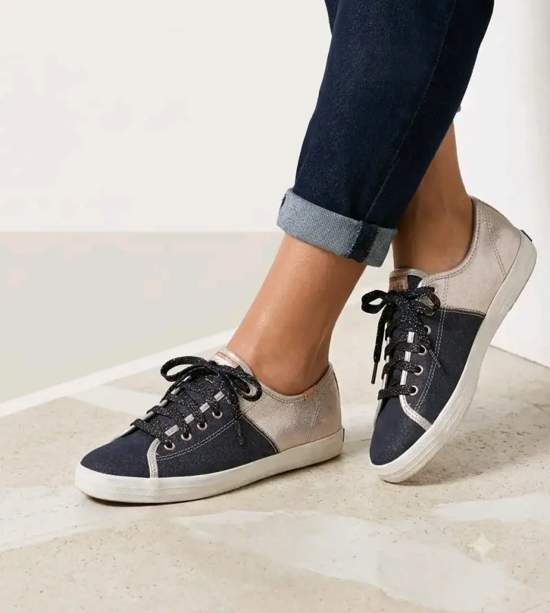 Zapatillas casuales Keds denim y dorado - 1