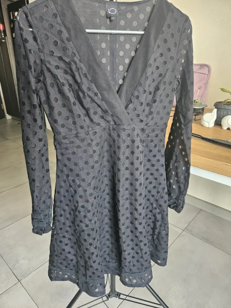 Vestido negro de lunares con transparencias - 2