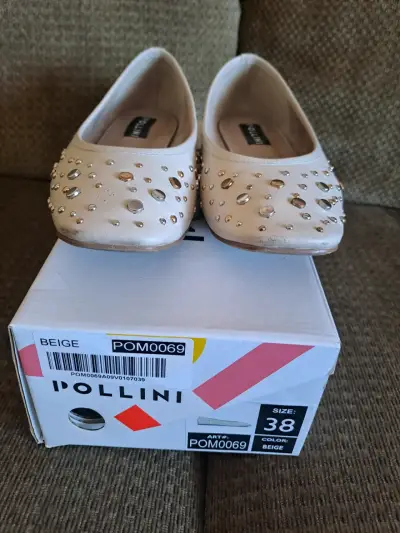 Zapatos planos beige con apliques Pollini talla 38 - miniatura 1