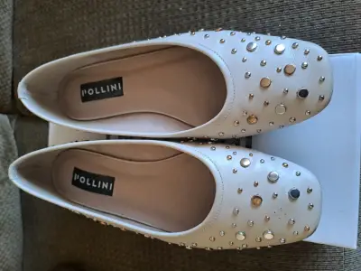Zapatos planos beige con apliques Pollini talla 38 - miniatura 2