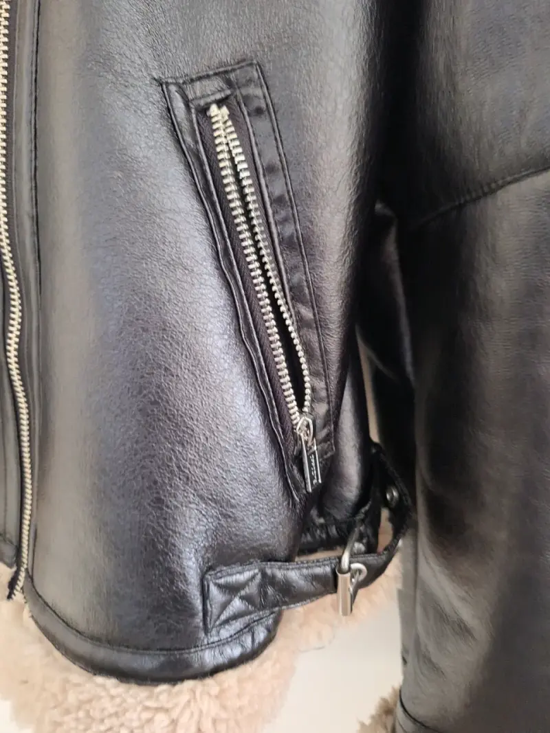 Chaqueta de cuero sintético con forro de borrego Opposite - 4