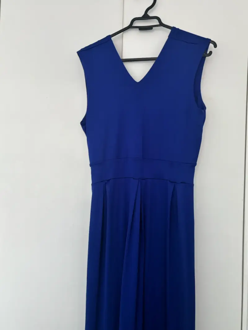 Vestido largo azul sin mangas elegante - 2